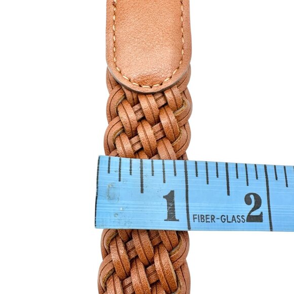 Braided Leather Belt With Brass Buckle Womens Adjustable 52 inches Stylish - Picture 4 of 4
